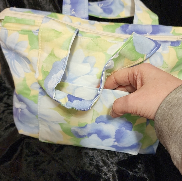 Floral Tote Bag - Blue and Green - Picture 2 of 6